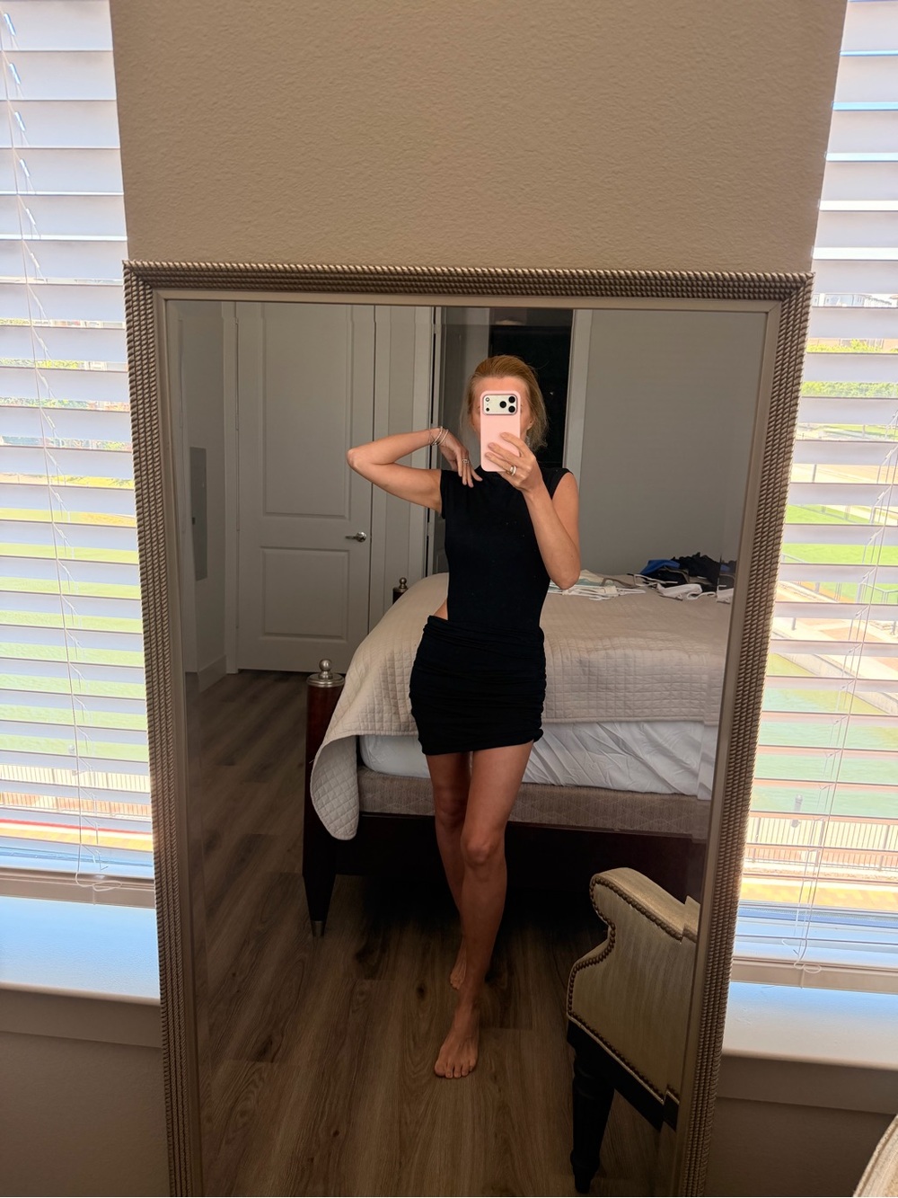 Sleeveless Black Mini Dress with Side Cutout - Picture 6 of 8